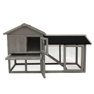 Charles Bentley Two Storey Guinea Pig / Pet Hutch with Run Grey - 1