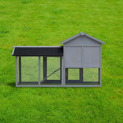 Charles Bentley Two Storey Guinea Pig / Pet Hutch with Run Grey - 4