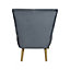 Charles Bentley Velvet Cocktail Occasion Accent Chair Solid Wood Legs Grey