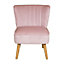 Charles Bentley Velvet Upholstered Pleated Retro Wingback Occasional Chair Pink