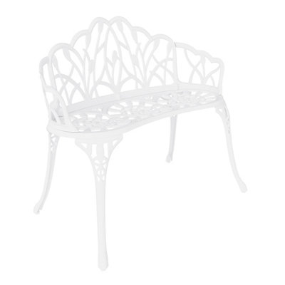 Charles Bentley White Tulip Cast Aluminium Metal 2 Seats Garden Patio Bench Seat - 4