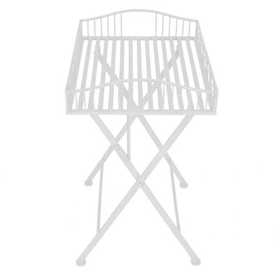 Charles Bentley Wrought Decorative Iron Garden Side Table - White