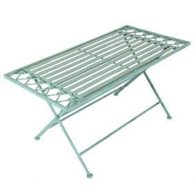 Charles Bentley Wrought Iron Decorative Foldable Coffee Table - Sage Green