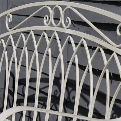 Charles Bentley Wrought Iron Feminine Bench - Antique White