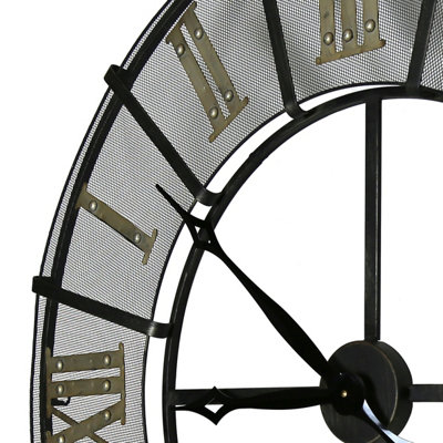 Charles Bentley Wrought Iron Outdoor Garden Metal Clock - Black & Antique Brass - 4