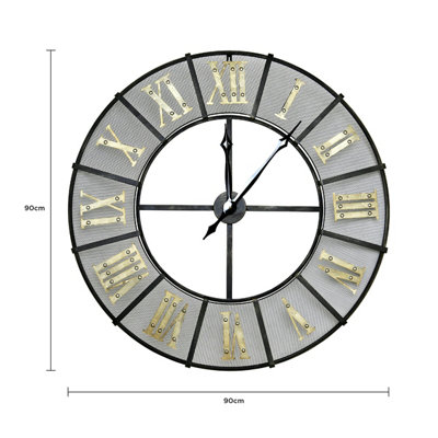 Charles Bentley Wrought Iron Outdoor Garden Metal Clock - Black & Antique Brass - 5