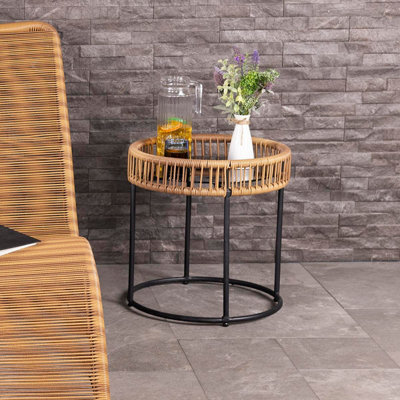 Charles Bentley Zanzibar Coffee Table Natural Side Rattan Side Table Brown