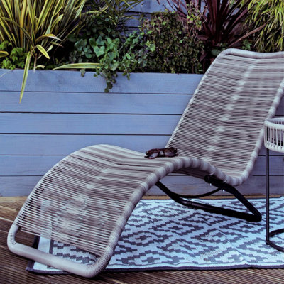 Charles Bentley Zanzibar Sun Lounger Bed Grey sun lounger Seat Garden Rattan - 5