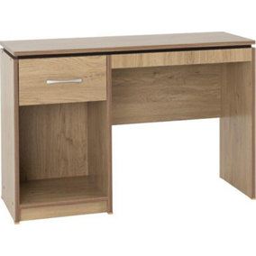 Charles Computer Desk in Oak Effect Veneer with Walnut Trim