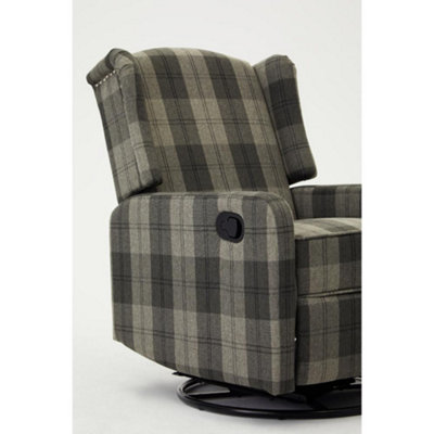 Fabric Pushback Recliner Armchair In Beige Tartan | Robert Dyas
