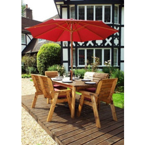 Charles Taylor 6 Seater Wooden Rectangular Dining Table 2x Chairs 2x Bench Red