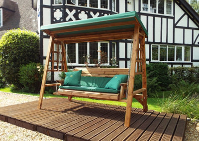 Charles Taylor Dorset Three Seater Swing Green DIY at B Q