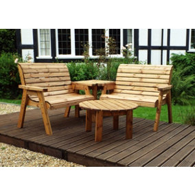 Charles Taylor Wooden Corner Garden 4 Seater Bench Chair & Table Set