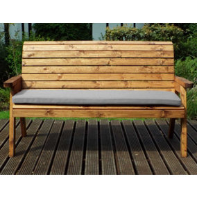 Charles Taylor Wooden Garden 3 Seater Bench Seat Armchair & Grey Cushion & Cover
