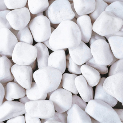 Charles Watson 20-40mm White Pebbles Decorative Garden Stones Chippings Large Approx 20kg Polybag