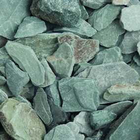 Charles Watson 40mm Green Slate Chippings Decorative Garden Stones Large Approx. 20kg Polybag