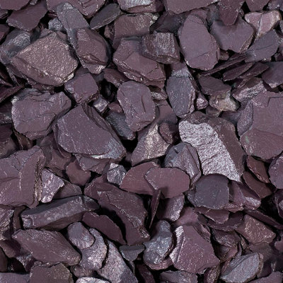 Charles Watson 40mm Plum Slate Chippings Decorative Garden Stone Large Approx. 20kg Polybag