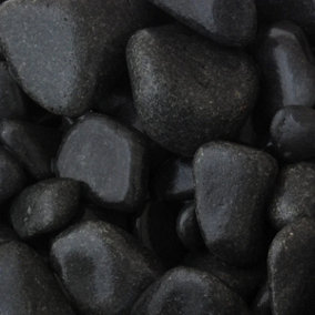Charles Watson 60 - 120mm Ebony Cobble Stones Large Polybag Decorative Garden Pebbles Approx. 20kg Polybag