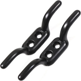 Charles Watson Black Cleat Hook 110mm Twin Pack with Fixing Screws