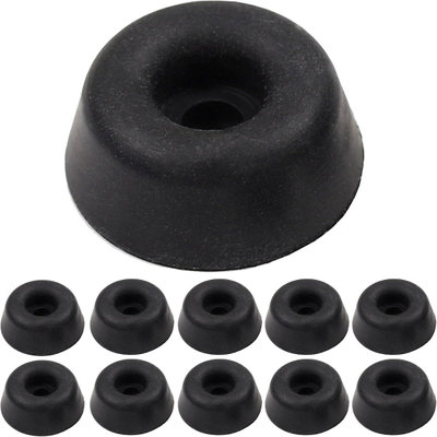 Charles Watson Black Round Rubber Toilet Seat Buffers 22mm Pack of 10
