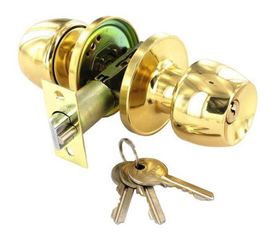 Charles Watson Brass Entrance Door Knob Set Locking with x3 Keys