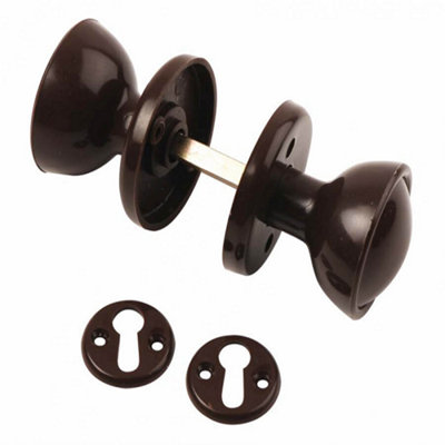 Charles Watson Brown Plastic Rim Mortice Door Knob Set 60mm for Shed and Gates