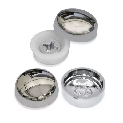 Charles Watson Chrome Plastic 2 Piece Screw Cap Cover For No.6-8 Screws Pack of 100