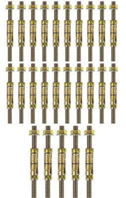 Charles Watson M6 x 10mm Projecting Bolt Shield Anchor Zinc-Plated Steel Masonry Fixing Pack of 25