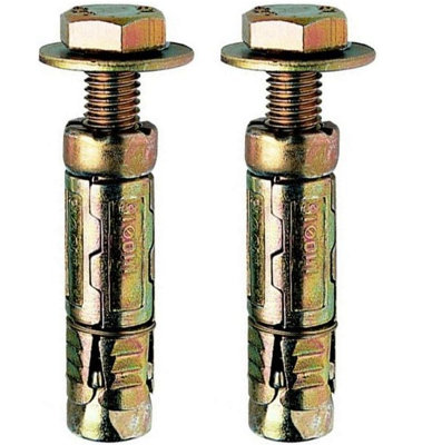 Charles Watson M6x25 Loose Bolt Shield Anchor Zinc-Plated Steel Masonry Fixing Pack of 2