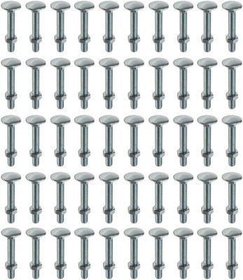 Charles Watson M8 x 50mm Coach Bolt Cup Square With Hex Nut Pack of 50