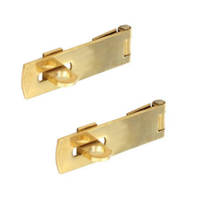Charles Watson Solid Brass Hasp & Staple 50mm Pack of 2 Cupboard Lock