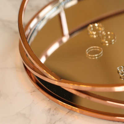 Charleton Copper Mirrored Table Décor Round Accessories Tray - 3