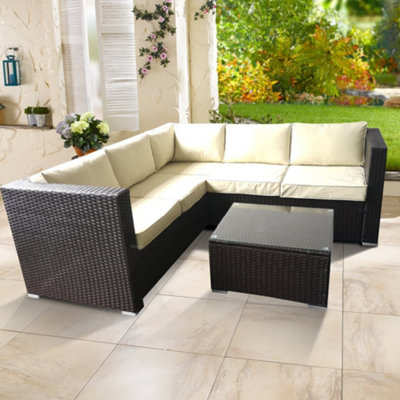 Charlotte Garden Rattan Corner Sofa Set 5 Seater DIY at B Q