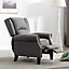 CHARLOTTE MODERN FABRIC PUSHBACK RECLINER ARMCHAIR SOFA ACCENT CHAIR RECLINING (Grey)