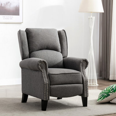 Charlotte Modern Fabric Pushback Recliner Armchair Sofa Accent Chair Reclining (Grey)