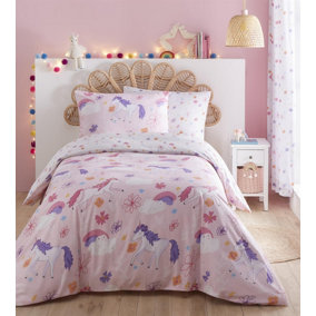 Charlotte Thomas Pink Unicorn Duvet Cover Set Reversible With Pillowcases Double