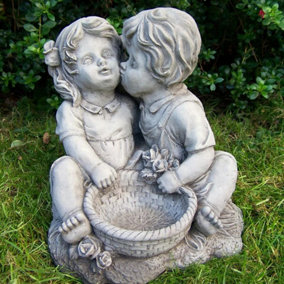 Charming Kissing Children with Flowerpot