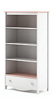 Charming Mia Bookcase with Shelves and Drawers in White Matt & Pink - (H)1610mm x (W)850mm x (D)410mm, Perfect Storage for Girls