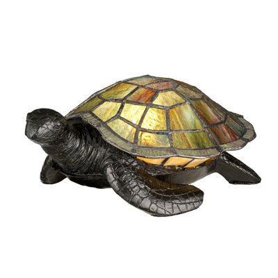 Charming Turtle Tortoise Table Lamp with Tiffany Style Design and Integrated LED