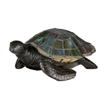 Charming Turtle Tortoise Table Lamp with Tiffany Style Design and Integrated LED