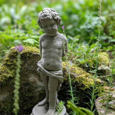 Charming Vine Boy Stone Garden Statue