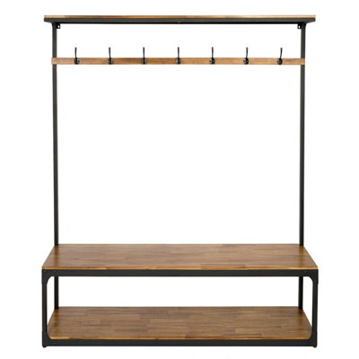Charnwood Extra Large Coat Rack with Shoe Tidy Contemporary Iron Framed with Aca - 3