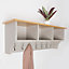 Charnwood Floating Storage Shelf with Metal Hooks and Three Storage Cubbies