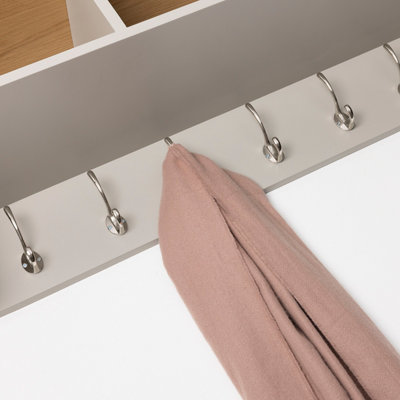 Charnwood Floating Storage Shelf with Metal Hooks and Three Storage Cubbies