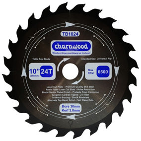 Charnwood TB1024 Low Noise Circular Saw Blade 250 x 30mm x 24T x 3.0k