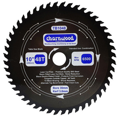 Charnwood TB1048 Low Noise Circular Saw Blade 250 x 30mm x 48T x 3.0k