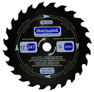 Charnwood TB1224 Low Noise Circular Saw Blade 300 x 30mm x 24T x 3.2k