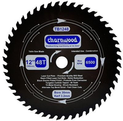 Charnwood TB1248 Low Noise Circular Saw Blade 300 x 30mm x 48T x 3.2k