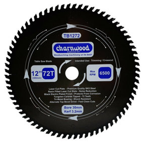 Charnwood TB1272 Low Noise Circular Saw Blade 300 x 30mm x 72T x 3.2k