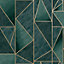 Charon Geometric Wallpaper Teal/Gold Holden 91141